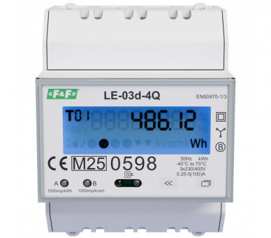 Trójfazowy licznik zużycia energii elektrycznej, czterokwadrantowy pomiar energii F&F LE-03d-4Q