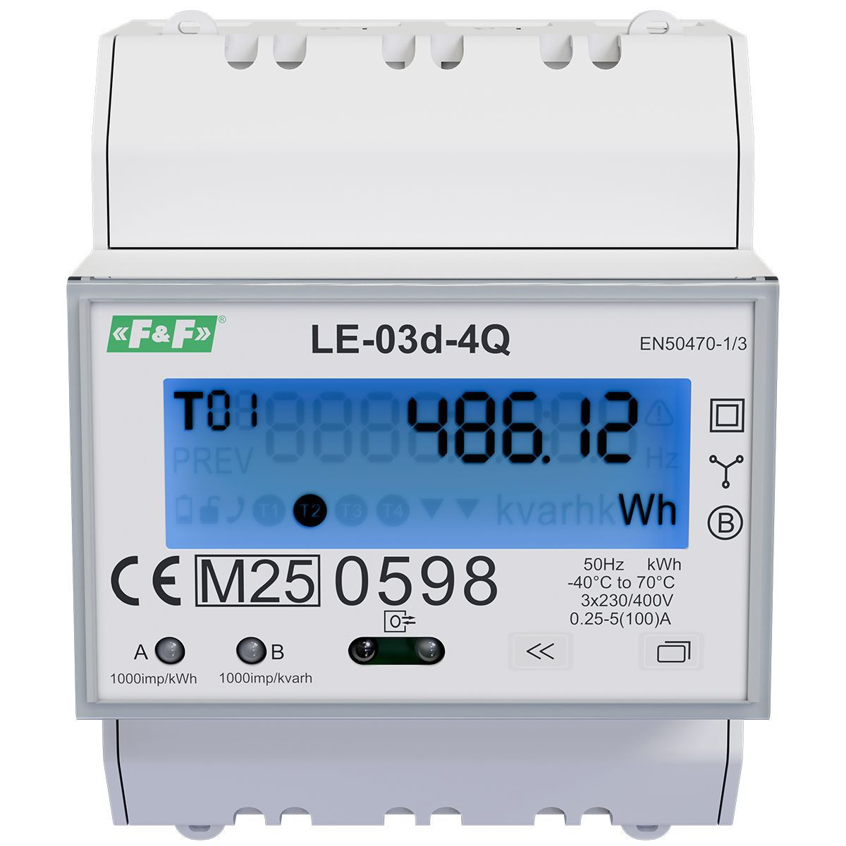 Trójfazowy licznik zużycia energii elektrycznej, czterokwadrantowy pomiar energii F&F LE-03d-4Q