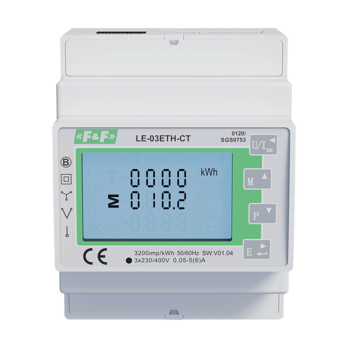 Licznik 3-fazowy, przekładnikowy z wyjściem Ethernet, MID F&F LE-03ETH-CT