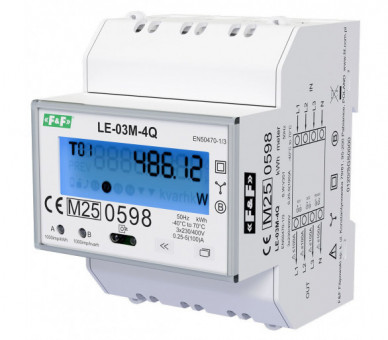 Trójfazowy licznik, czterokwadrantowy pomiar energii, pomiar bezpośredni do 100A, RS485 + Modbus RTU + DLT645-2007 F&F LE-03M-4Q