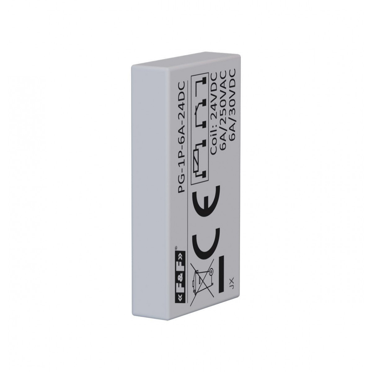 Przekaźnik interfejsowy 1xNO/NC, 6A/250V AC lub 6A/30V DC, napięcie zasilania cewki 24V DC F&F PG-1P-6A-24DC