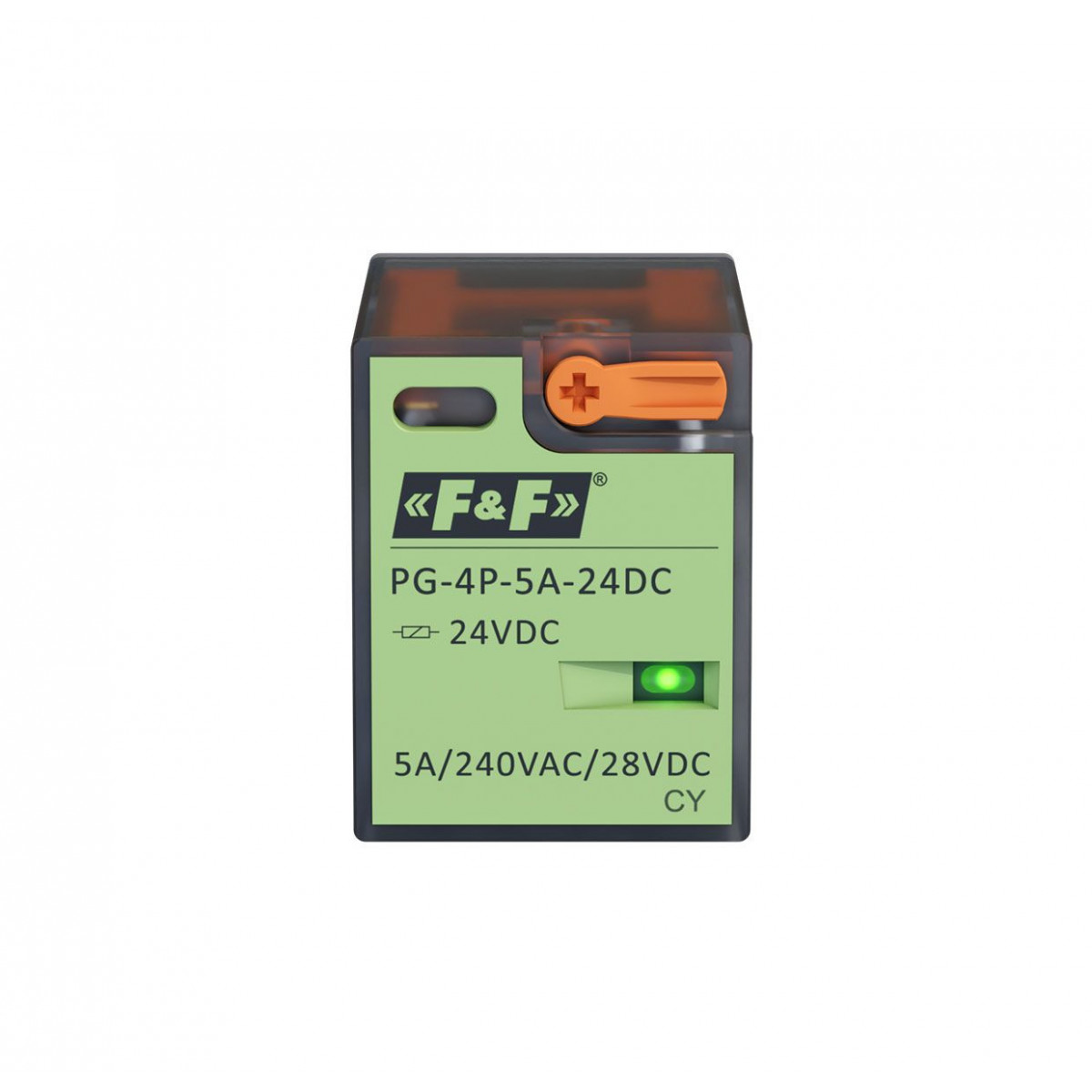 Przekaźnik interfejsowy 4xNO/NC, obciążalność (na kanał) 5A/240V AC lub 12A/28V DC, napięcie zasilania cewki 24V DC F&F PG-4P-5A-24DC