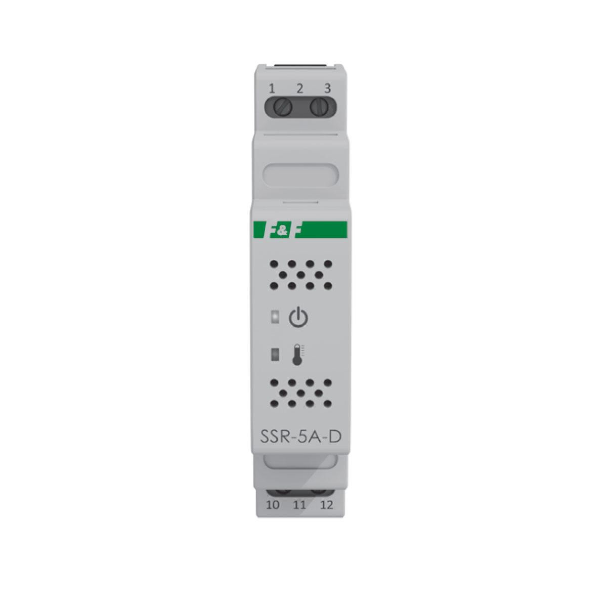 Przekaźnik półprzewodnikowy 12/24V AC/DC 5A, sterowania odbiornikami zasilanymi 230V AC, montaż DIN F&F SSR-5A-D